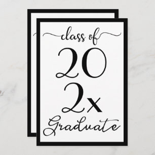 Graduation Class Of Your Year Black & White Script Invitation