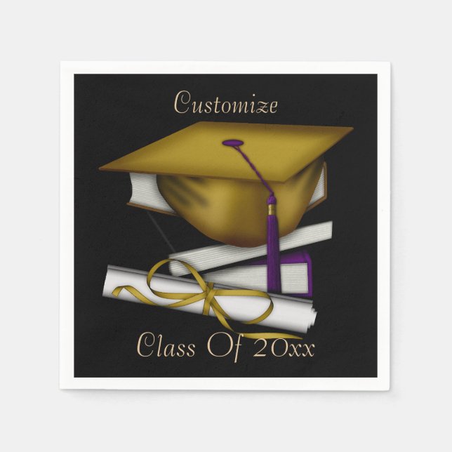 Graduation & Class Reunion Cap & Diploma Napkins 2 (Front)