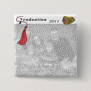 Graduation Class Ring RED 2 Inch Square Button