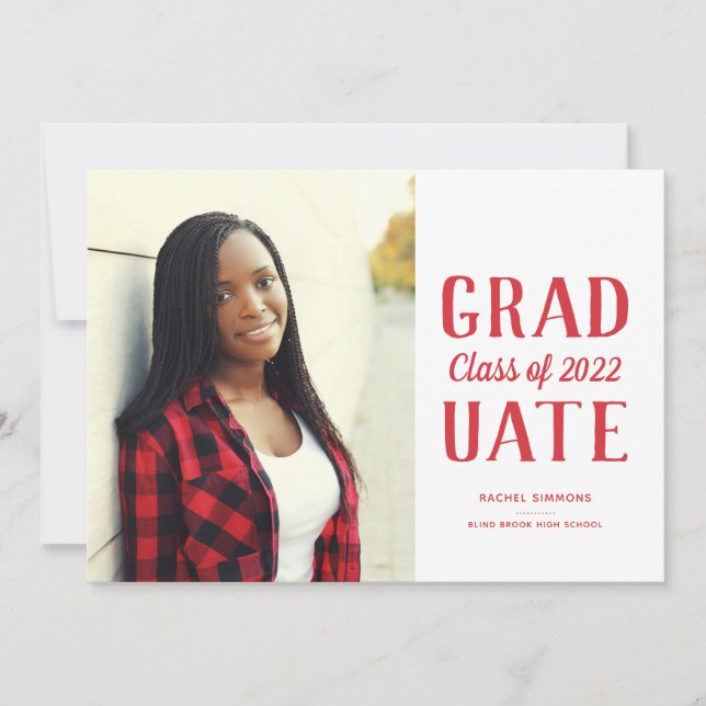 Graduation Class Stacked Modern Type Announcement (Front)
