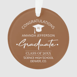 Graduation Class year and school PHOTO beige Ornament