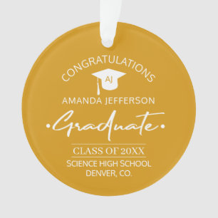 Graduation   Class year and school PHOTO orange Ornament