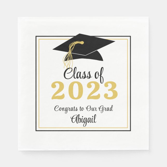 Graduation Class Year Custom Colour and Text Napkin (Front)