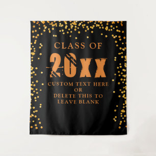 Graduation CLASS YEAR Orange Black Orange Confetti Tapestry