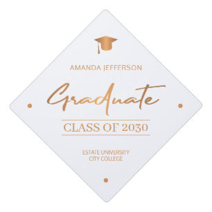 Graduation class year school elegant chic script g cap topper