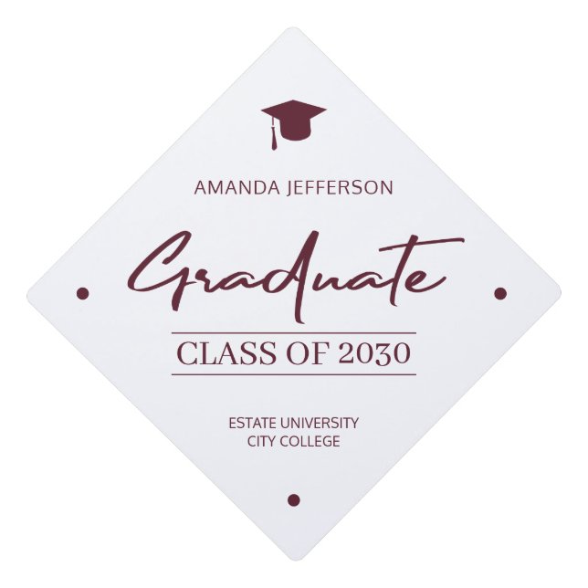 Graduation class year school elegant chic script g graduation cap topper (Front)