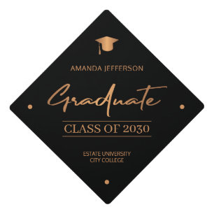 Graduation class year school elegant chic script graduation cap topper