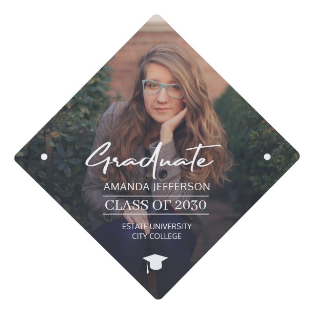 Graduation class year school photo personalized gr cap topper (Front)