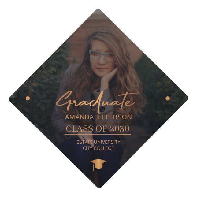 Graduation class year school photo personalized gr cap topper (Front)
