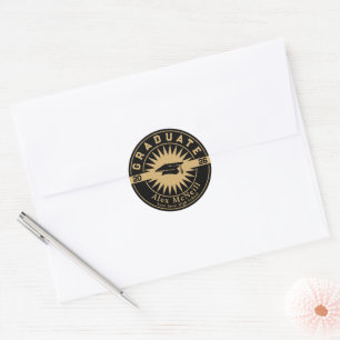 Graduation Classic Gold & Black Template Classic Round Sticker