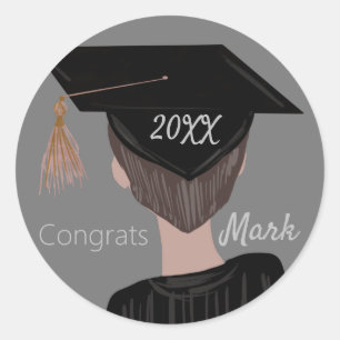 Graduation College Highschool  Graduate Guy   Classic Round Sticker