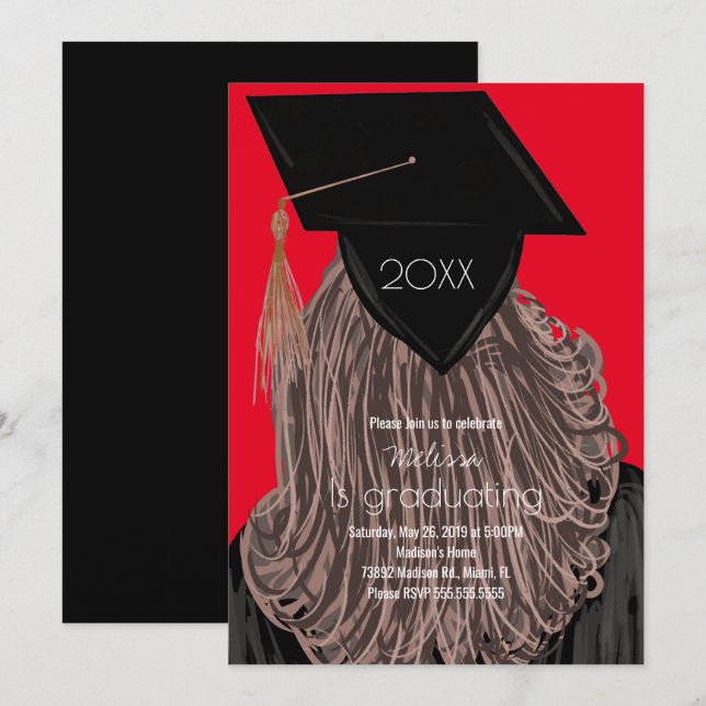Graduation College Highschool Graduate Party Invit Invitation (Front/Back)