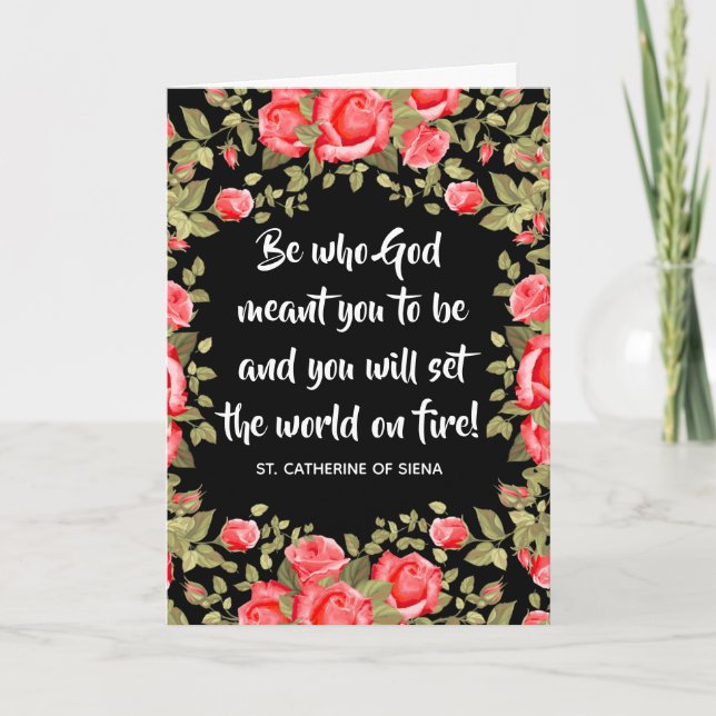 Graduation Commencement Floral Religious Quote Card (Front)