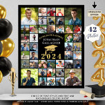 Graduation Congrats 42 Photo Collage Black Gold Poster<br><div class="desc">Easily create a graduation photo memories poster print utilizing this easy-to-upload photo collage template with 42 square pictures of your graduate through the years to display at your graduation party or as a commemorative keepsake. The editable black and gold design features a faux metallic gold graduation cap, the title CONGRATULATIONS...</div>