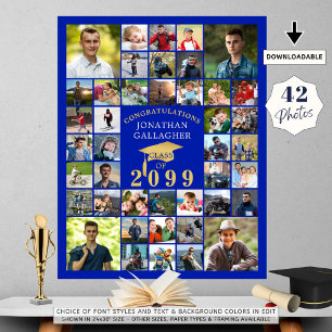 Graduation Congrats 42 Photo Collage Royal Gold Poster