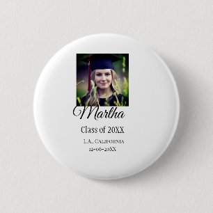 Graduation congrats add name photo city date class 2 inch round button