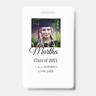Graduation congrats add name photo city date class badge
