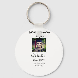 Graduation congrats add name photo city date class keychain