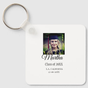 Graduation congrats add name photo city date class keychain