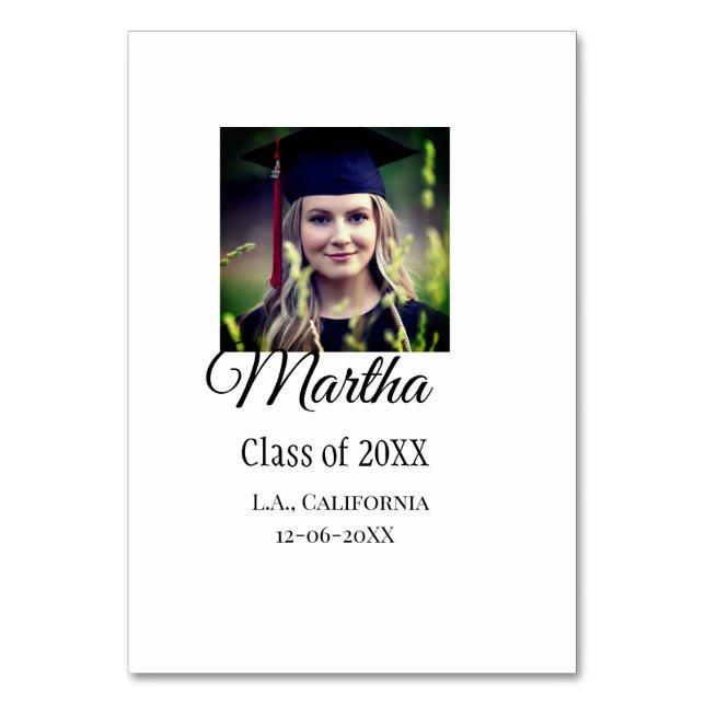 Graduation congrats add name photo city date class table number (Front)