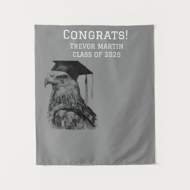 Graduation Congrats Backdrop | Eagle Tapestry (Front)