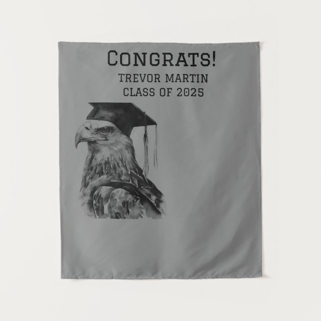 Graduation Congrats Backdrop | Eagle Tapestry (Front)