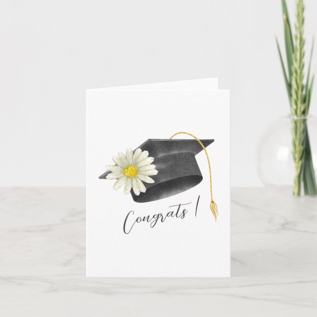 Graduation congrats cap with flower invitation (Front)