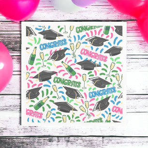 Graduation Congrats Champagne Confetti Colourful Napkin