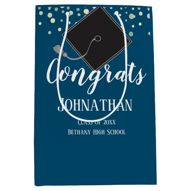Graduation Congrats Class of 2021 Blue Medium Gift Bag (Front)