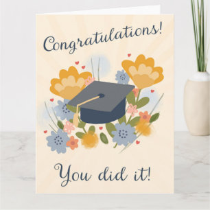 Graduation Congrats! Floral Grad for Her Greeting Card