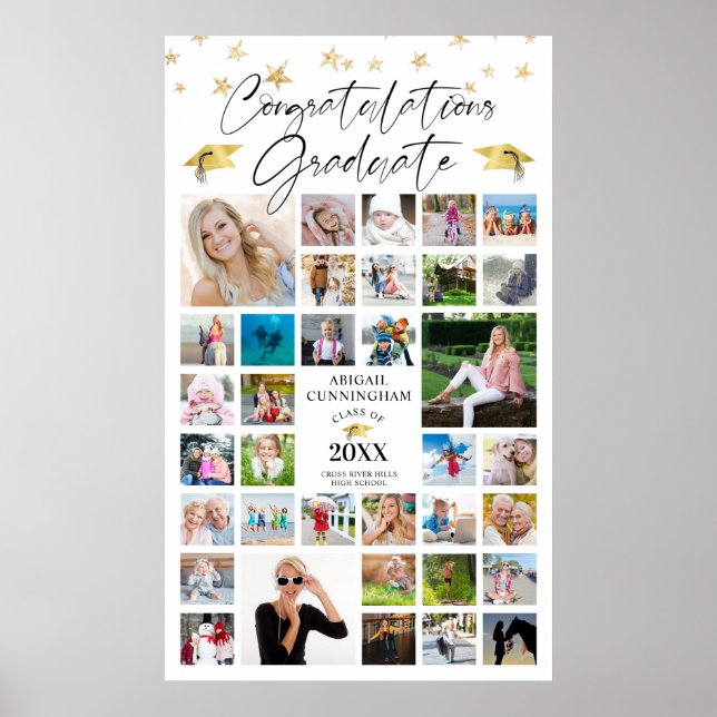 Graduation Congrats Grad 35 Photo Collage Poster (Front)