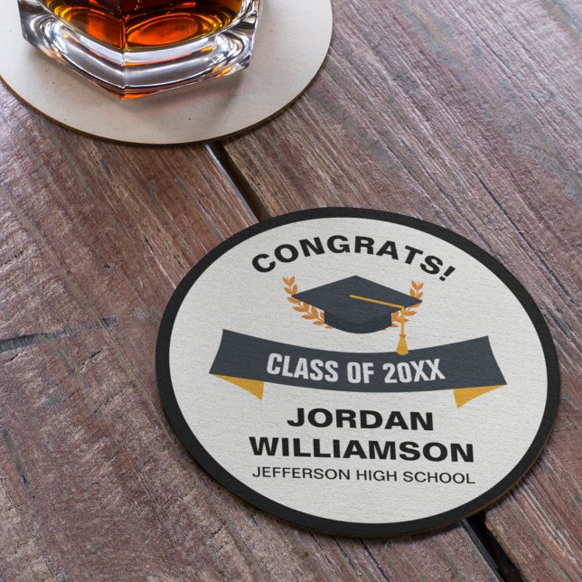 Graduation Congrats Grad Class of 2019 Custom Round Paper Coaster (Creator Uploaded)