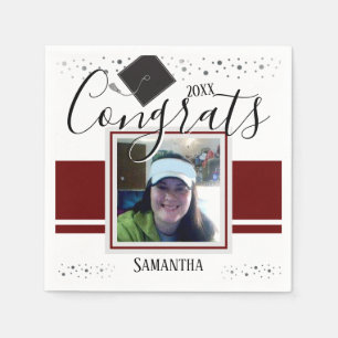 Graduation Congrats GRAD Name and Photo Wine Napkin