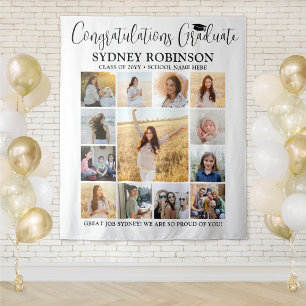 Graduation Congrats Large Photo Collage Backdrop Tapestry
