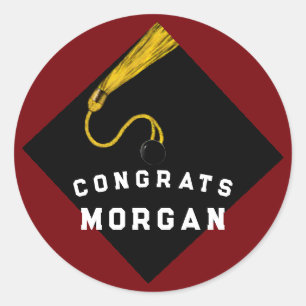Graduation Congrats Maroon Classic Round Sticker