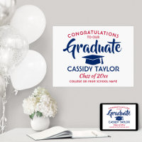 Graduation Congrats Modern Red White and Blue
