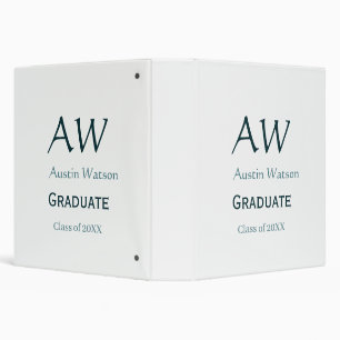 Graduation congrats monogram blue gray name 20XX c Binder