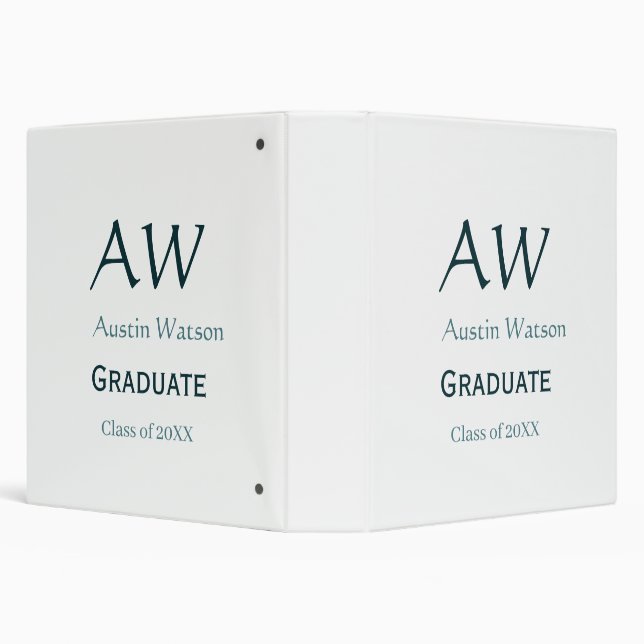 Graduation congrats monogram blue gray name 20XX c Binder (Background)