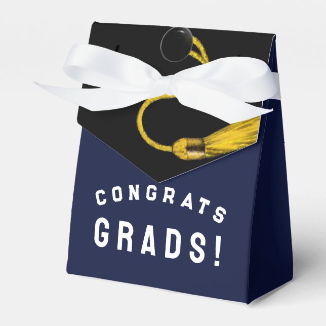 Graduation Congrats Navy Blue Favour Box (Front Side)