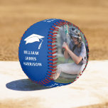 Graduation Congrats Personalized Photo Blue Baseball<br><div class="desc">Celebrate a baseball fan / player graduate on his or her graduation day with a gift of this personalized blue baseball. Add two photos,  and personalize with his or her name,  class year and school.</div>