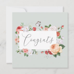Graduation Congrats Soft Peach and Green Floral