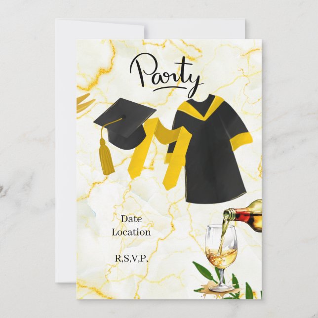 Graduation  Congratulation  Academic hat  and gown Invitation (Front)