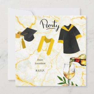 Graduation  Congratulation  Academic hat  and gown Invitation