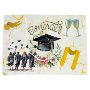 Graduation  Congratulation  Academic hat  and gown Large Gift Bag