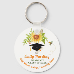 Graduation Congratulation Class of Floral Flower Keychain
