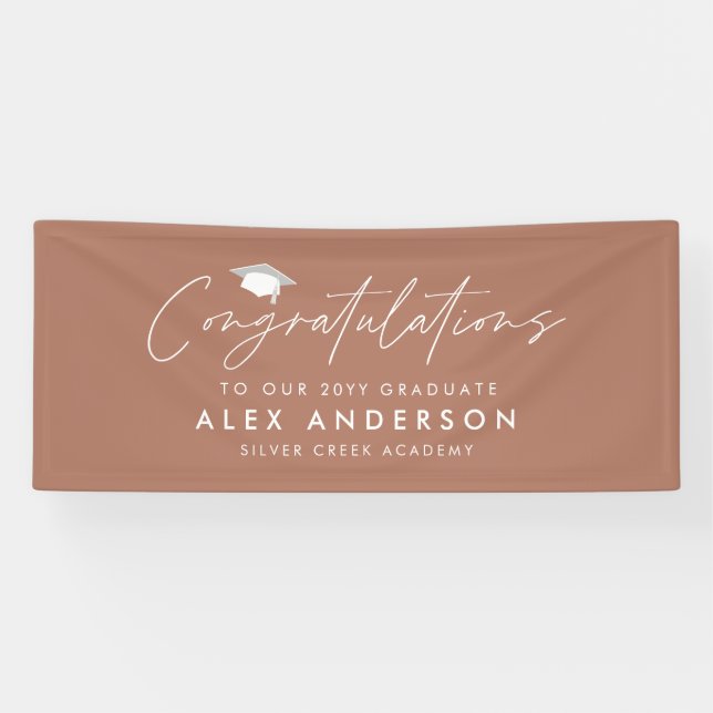 Graduation congratulation simple modern terracotta banner (Horizontal)