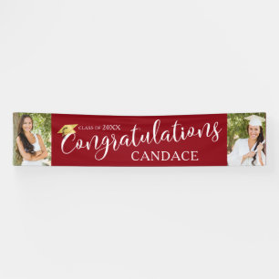 Graduation Congratulations 2 Photos Red Banner