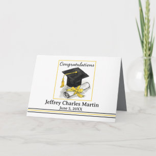 Graduation Congratulations Black Cap Custom Name Card
