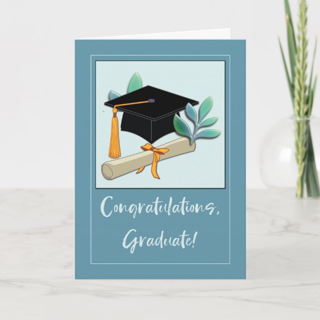 Graduation Congratulations Cap and Diploma Card (Front)