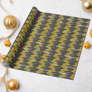 Graduation Congratulations Cap Gold Glitter Wrapping Paper